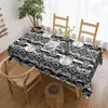 Table Cloth Rectangular Black And White Moroccan Quatrefoil Tile Pattern Waterproof Tablecloth Outdoor 40"-44" Cover