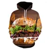 Herren Hoodies Coole Mode Hamburger Muster Sweatshirts Männer Frauen 3D-gedruckte Tops