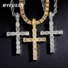 Chokers Iced Out Ankh Cross Pendant Necklace Choker Chain Necklace Women Hip-Hop Jewelry For Men Tennis Chain Fashion Link Gift 230728