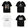 A Bathing Ape Shirt Summer New Manga corta Hombres Mujeres Casual Loose Fitting Cuello redondo Bathing Ape Camisetas Negro