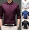 Koszulki męskie sukienki Mężczyźni Fall Shirt Formal Business Solidny kolor anty-łza