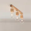 Ceiling Lights Nordic Modern Rectangular Solid Wood Bedroom Study Bookcase Restaurant LED 3head Lamps Household Lighting