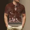 Herren Polos Business Poloshirt Blumen Muster Kurzarm Hawaiihemden Lässige Streetwear Herren Kleidung T-Shirts Hochwertiges Top