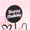 새로운 생일 케이크 토퍼 아크릴 황금 핑크 컵 케이크 토퍼 어린이 생일 파티 케이크 깃발 장식 베이킹 용품 204n