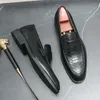 Mens Autumn New Black Spring Lazy and Leather Shoes Business Crocodile Mönster