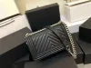 Fashion bags Le boy Diamond V-shaped striped quilted square Flap handbags Caviar leather sier-tone hardware chain shoulder Outdoor Sacoche Crossbody bag 25C