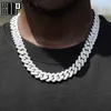 Hiphop 14mm tung kubansk prong kedja halsband isad ut zirkon guld silver färg lyx bling kedjor för män choker smycken