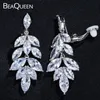 Ear Cuff BeaQueen Elegant Non Pierced Clips Earrings High Quality Marquise Cubic Zirconia Stone No Hole Clip On Wedding Jewelry E204 230728