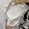 Magliette da donna all'ingrosso Solid Basic Crop Top Top casual da donna 2023 Summer O Neck Base Slim Skinny Simple Grey