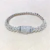 Ожерелье браслета Моссанит 925 Серебряное серебро заморозило ювелирные изделия 8 -мм кубинский браслет Moissanite VV