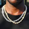 Charms D Z 8mm Rope Chain Spring Buckle Necklace Iced Out Cubic Zircon Stones Twist For Men Hip Hop Jewelry 230727