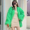 Women's Fur Faux Fur Luxury Women Winter Long Faux Mink Fur Coat Candy Color Long sleeve Fluffy Faux Sheep Fur Jacket Cardigan Black Pink Trench Tops HKD230727