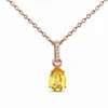 European and American retro S925 sterling silver water drop yellow gem pendant necklace women's fashion versatile jewelry