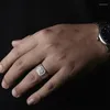 Cluster Rings Luxury Classic Business Men's Moissanite Ring 925 Sterling Silver Fine Jewelry Engagement&Wedding Hippop Style GRA Certified