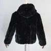 Pelliccia da donna Pelliccia sintetica Nuove donne Inverno Caldo Russian Lady Natural Rex Coniglio Pelliccia Cappotti con cappuccio Giacche in vera pelliccia di coniglio Rex Cappotto caldo in vera pelliccia HKD230727