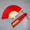 Chinese stijl producten bruiloft gunst ventilator geschenken partij souvenir decoratieve kleuren vintage doek stof opvouwbare ventilator met tas tafeldecoratie