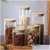 Andra kök Storage Organization Glass Jar Canisters matburkar behållare med lufttätt bambu lock droppleverans hem trädgård dinin otsn3