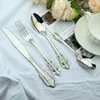 Servis uppsättningar 16st Silverware Set 304 rostfritt stål bestick västerländsk lyxig vintage matsal gaffel gaffel bordsartiklar