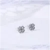 Charm Lucky Clover Stud Earring Original Box For Pandora 925 Sterling Sier Cz Diamond Earrings Women Luxury Wedding Jewelry Drop Deli Dhfe1