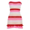 Summer Womens Knitted Dress New Designer Sexy Bra Off Shoulder Skirt Striped Contrast Color Lace Slim Fit Bodycon Dresses