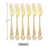 Zestawy naczyń obiadowych 6PCS Fork Sałatka Zestaw Gold Stolid ze stoli