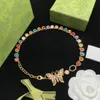Hochwertige Perlenkette Designer für Frauen Neue Mode Halskette Liebe Halskette für Frau Marke Einfache Buchstaben Diamant Lady -2