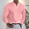 Camisas casuales para hombres Camisa de hombre guapo Jersey de manga larga con cuello en V Camisetas sólidas Colorfast Abrigo de gran tamaño Ropa de hombre Primavera Otoño Moda