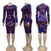 Summer And Autumn New Women's Sexy Print Slim Dress Cover Buttocks