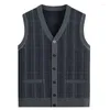 Men's Vests 2023 Style Spring And Autumn Stripe Sweater Vest Knitted Male Cardigan Tops Classic A89