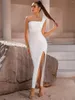 Casual Dresses Runway Fashion Women Elegant White Formal Party Dress One Shoulder Open Ben Midi Calf Long Bandage Evening Prom Gowns