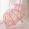 Parapluies Blanc Transparent Parapluie Pliant Douce Pluie Imperméable En Plastique Transparent Dentelle Parasol De Mariage Femmes 8 Côtes Parapluies Extérieurs 230727