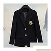 Ternos Femininos Blazers Feminino 2022 Letra Bordado Jaqueta Branca Para Mulheres Manga Longa Casaco Oversized Blazer Solto Office Lad Dhtae