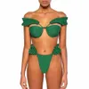 Swim Wear Solid Color Pleated Design Push Up Swimsuit Sexy Micro Bikini Two Piece Cut Out Nude Pool Swimwear Ladies Tube Top Beachwear 230727