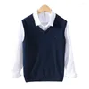 Men's Vests Cotton V-neck Sweater Vest Brand Logo Men Slim-type Spring Autumn Business Casual Sleeveless Male Sweaters 8501