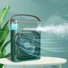 1-teiliger USB-Klimaanlagen-Luftbefeuchter, leistungsstarker elektrischer Desktop-Ventilator, tragbarer 7-Farben-Licht 600 ml H2O-Sprühnebel, 3-Gang-Luftkühlungsventilator-Luftbefeuchter