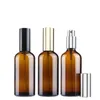 Vente en gros USA Ambre Verre Bouteilles De Parfum 100 ml Vide Atomiseur Maquillage Vaporisateur Bouteille 100 ml Avec Noir Argent Or Cap 280 Pcs / Carton Gratuit DHL JL1710