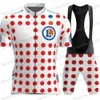 Wielertrui Sets Frankrijk Tour TDF Set Mannen Groen Geel Polka Dot Korte Kleding Racefiets Shirts Pak Fietsbroek Ropa 230728