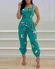 Dames Jumpsuits Rompertjes Dames mouwloze en rugloze straatkleding sexy club night jumpsuit bedrukt kantoor dames zomer jumpsuit 230727