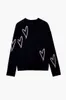 Zadig Voltaire Designer Sweaters Love Handhår som hänger 100 kashmir Knitkläder Kvinnor Lossa klassiska modeströja överdimensionerade toppar