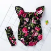 Macacão 02 Anos Babany bebe born Baby Girls Floral Romper Para Bebês Roupas Manga Curta Tiara 2pcs 230728