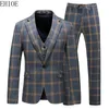 Męskie garnitury Blazers S5xl Plaid Suit plus 3 -częściowy biznesowy kostium Homme Italien ubrania eleganckie dla mężczyzn 230728