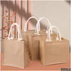 Sublimation Blanks Wholesale Plain Natural Tote Bag Small Jute Bags For Diy Hand Painting Blank Polyester Canvas Totes With Handles Dhtwe