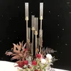 Candle Holders 4set 8Heads10 Heads Metal Candelabra Road Lead Table Centerpiece Gold Candelabrum Stand Pillar Candlestick