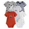 Rompers unisex solid color 5pieces Baby Girl Clothes Cotton Bodysuits Cartoon Print Boy Set Summer Bebes 230728