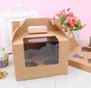 Gift Wrap 100pcs Handmade 4 Cupcake Soap Candy Kraft Paper Boxes With Window Brown Packaging