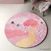 Carpets Girl's Room Circular Carpet Children's Play Non-Slip Floor Mat Living Room Home Decoration Carpet Watercolor Graffiti Design R230728