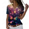 Kadın Bluzları Moda Bayanlar Uzun Kollu Gömlek Kelebek 3D Baskı Gevşek Basit Konforlu Shir