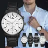 Relógios de pulso 2023 Vintage Clássico Relógio Masculino Casual com Mostrador Grande Falso Homem de Três Olhos Pulseira de Couro Esporte Quartzo Relógio de Pulso