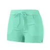 Kvinnors shorts Elastisk midja dragskombomull Summer Kvinnor Casual 2023 strand med fickbyxor kvinnliga damer