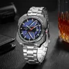 Wristwatches Top Water Ghost Fashion Men's Watch Square Tungsten Steel Automatic Calendar Dial Waterproof Business